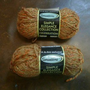 2 Skeins Sensations Simple Elegance Collection Celebration Wool Blend Yarn Camel